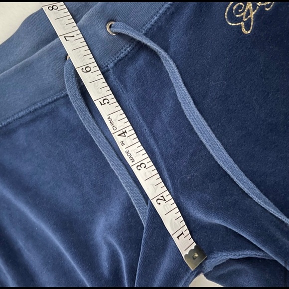 Vintage Juicy Couture Low Rise Velour Wide Leg Track Pants M Blue - Picture 8 of 11